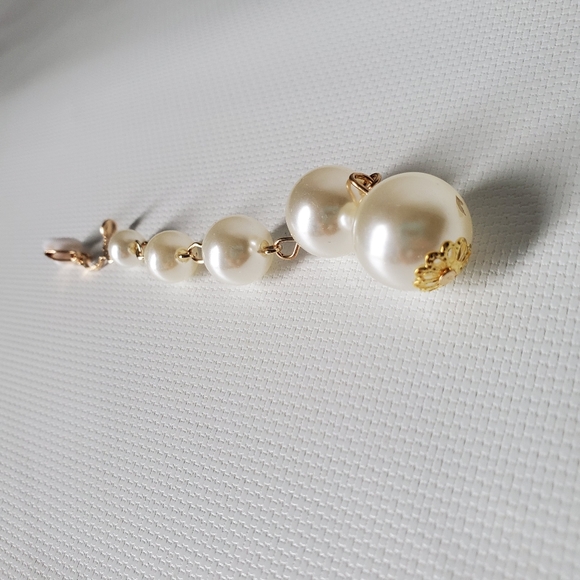 Clip On Long Pearly Dangling Earrings - Picture 2 of 4